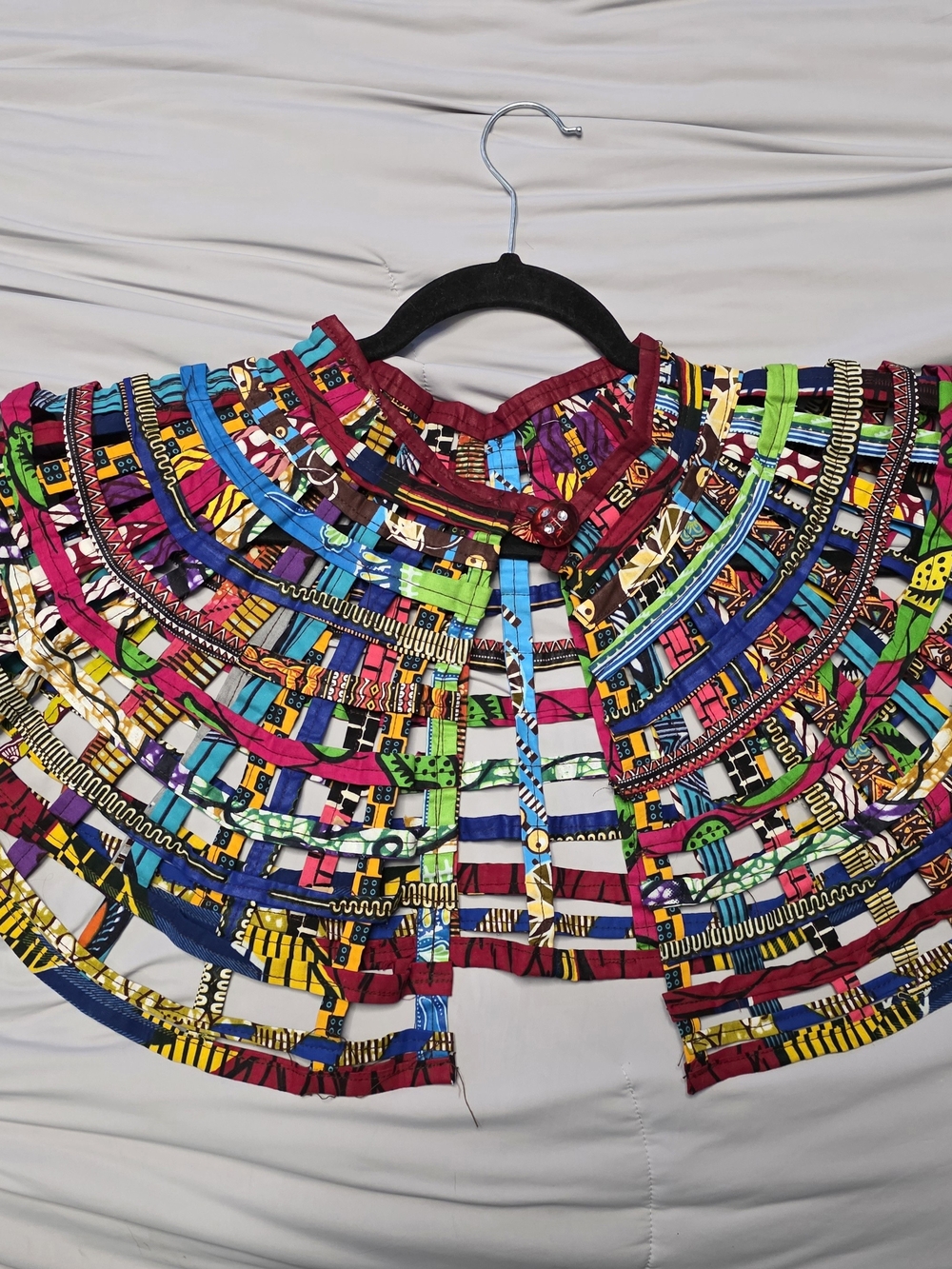 African PRINT FABRIC BIB NECKLACE - Picture 3 of 6